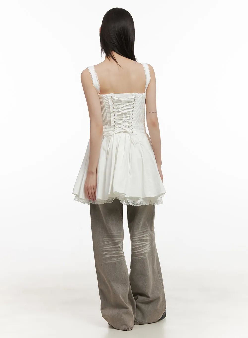 Sweetheart Lace-Up Mini Dress CD426