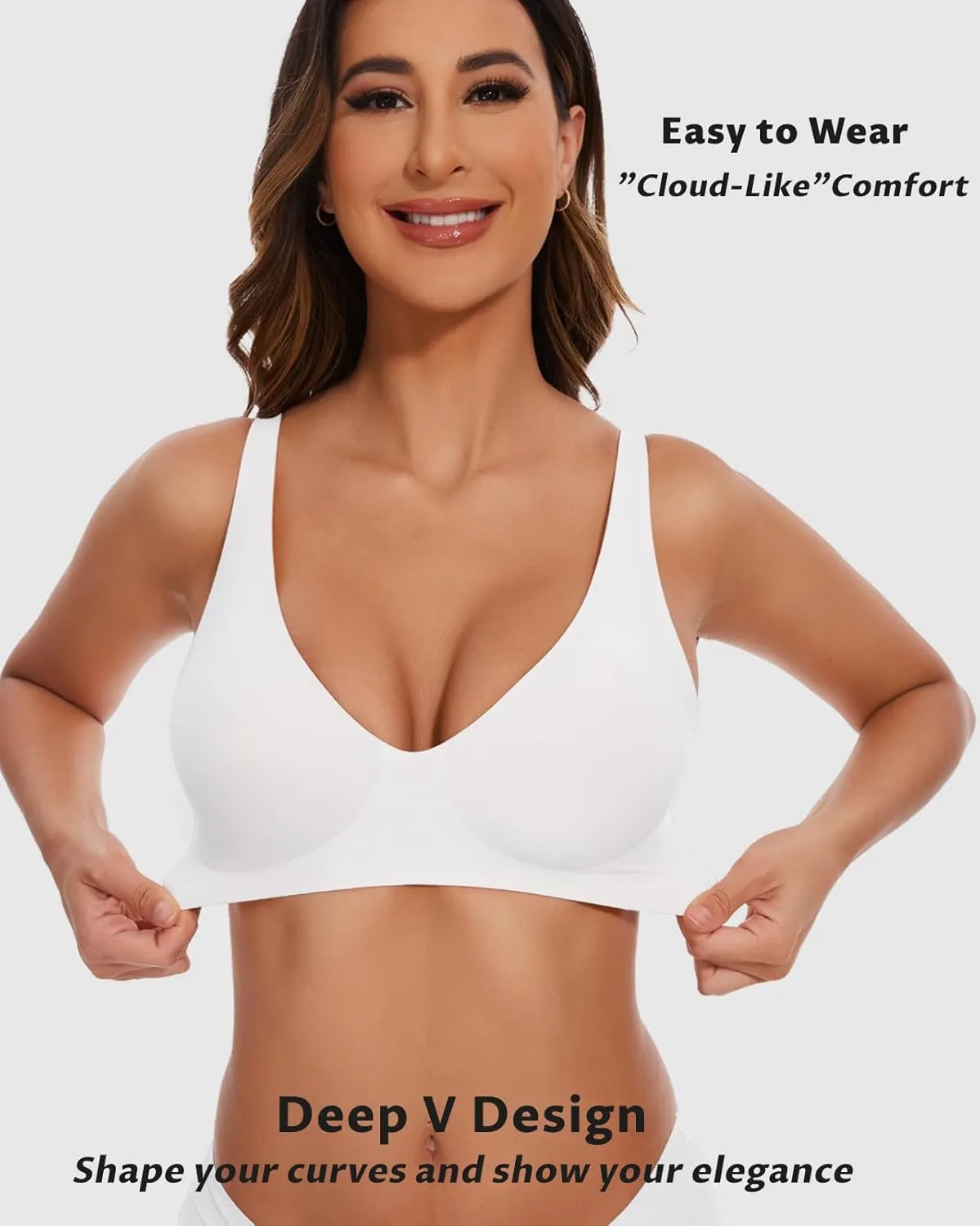 Vinfact Deep V Bras for Women No Underwire Buttery Soft Wireless Bras Light Lift Soft Seamless Bralettes