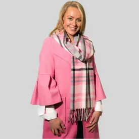 Warm Pink Check Tassled Scarf