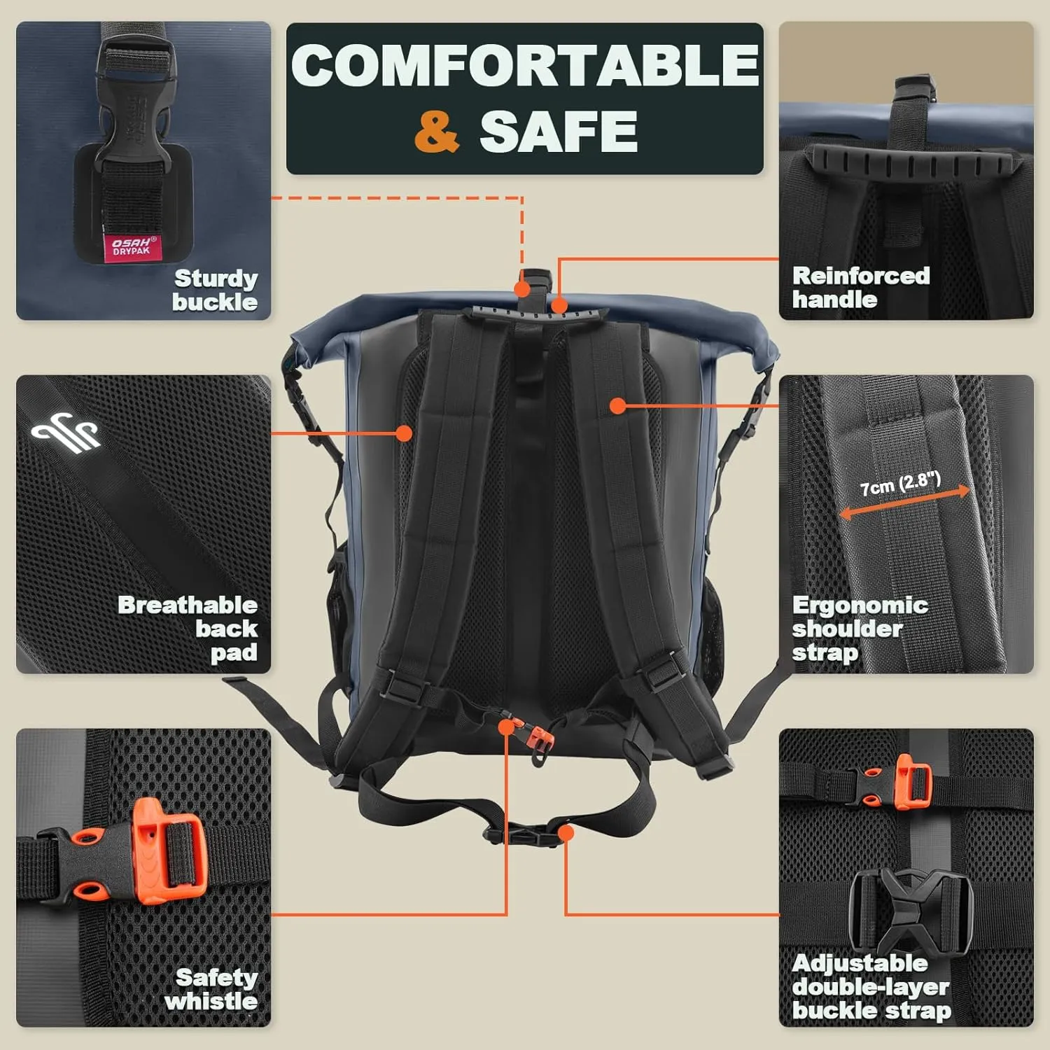 Waterproof Backpack Dry Bag 35L/55L  Heavy Duty Roll-Top Hiking Backpack Sack Keeps Gear Dry for Travel, Kayaking, Boating, Camping, Rafting and Fishing