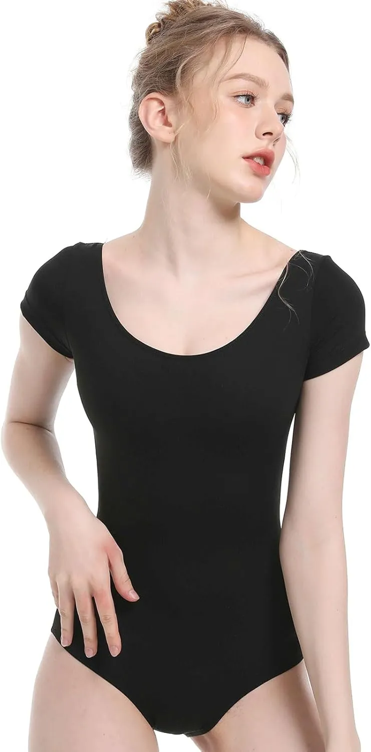 Women's Team Basic Short Sleeve Leotard for ballet Adult Gymnastics Bodysuit dance clothing