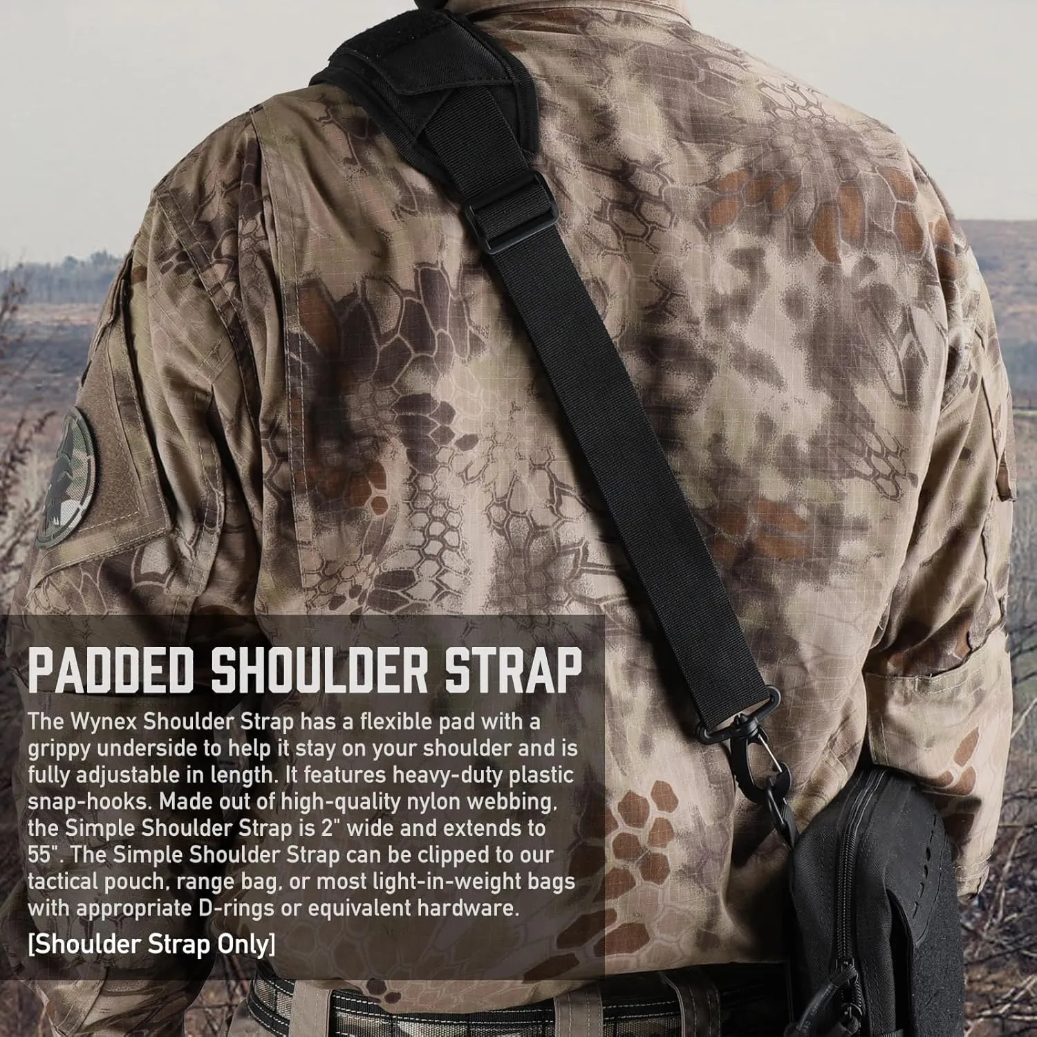 WYNEX Shoulder Strap Pad for Tactical Pouch, Universal Bag Strap with Detachable Thick Pad Single Shoulder Straps Replacement