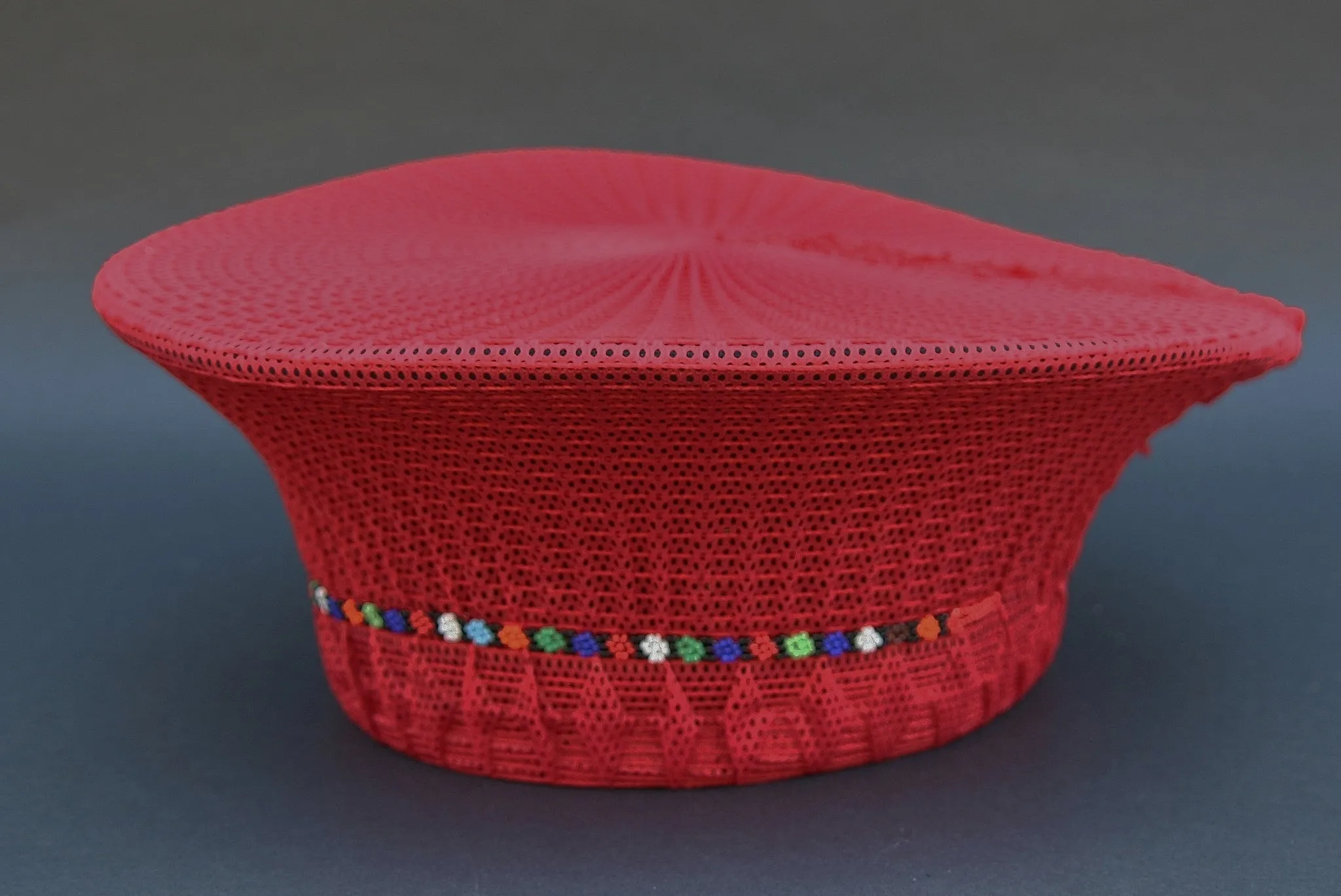 Zulu Married Woman's Red Headdress Hat Inkehli Vintage